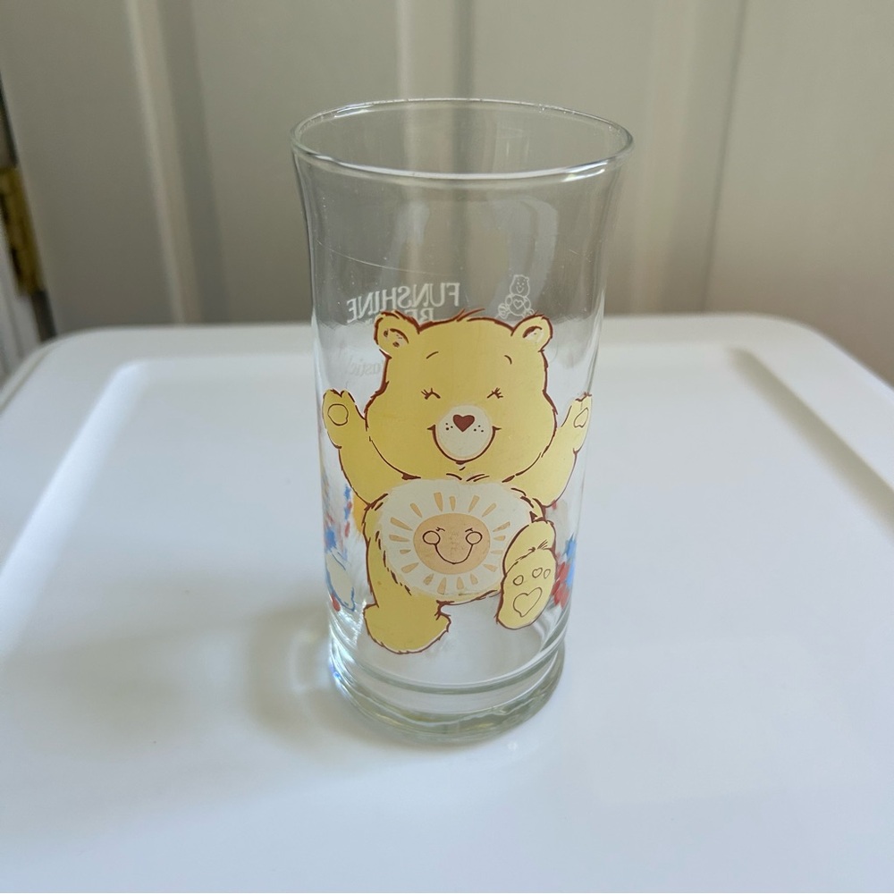 Vintage 1983 Care Bears Funshine Bear Pizza Hut Collector Series Glass Tumbler